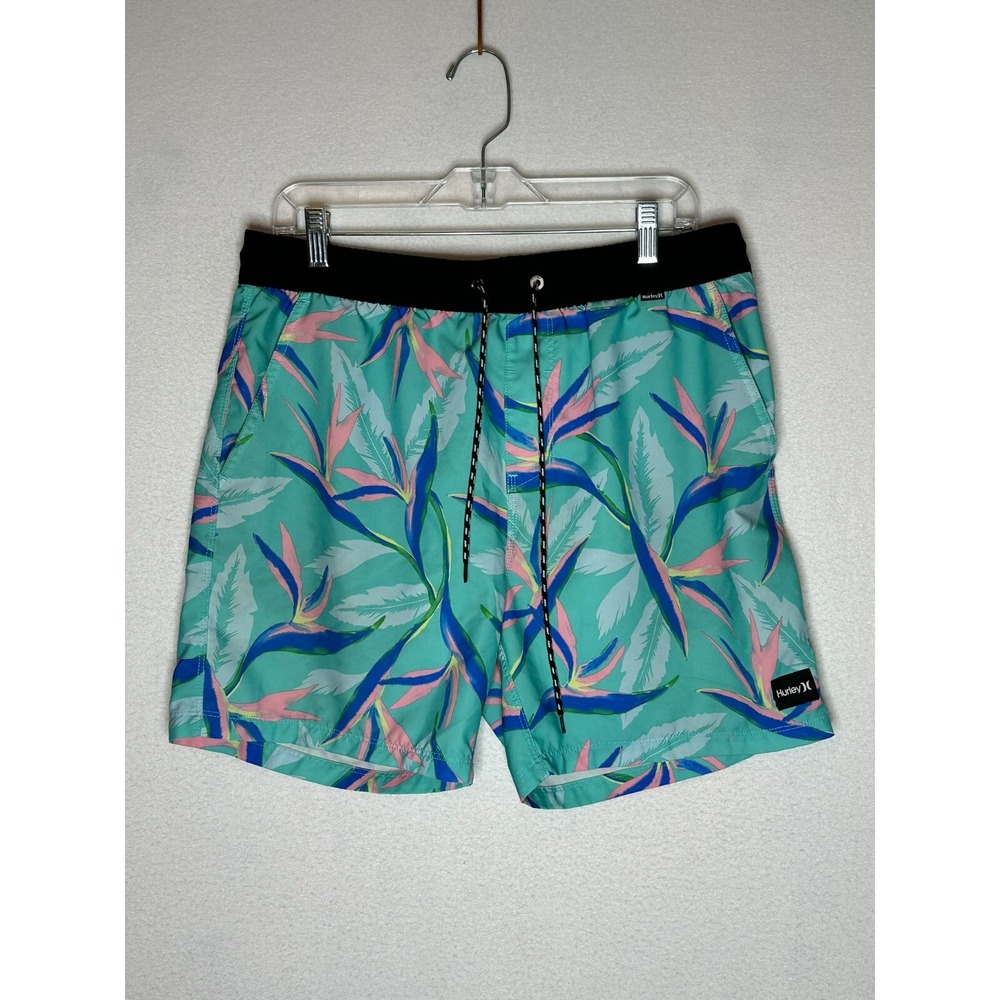 Hurley Mens Board Shorts Swim Trunks Floral Bird of Paradise Multicolor Size M